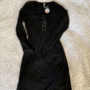 Pink blush woman black corset dress NWT